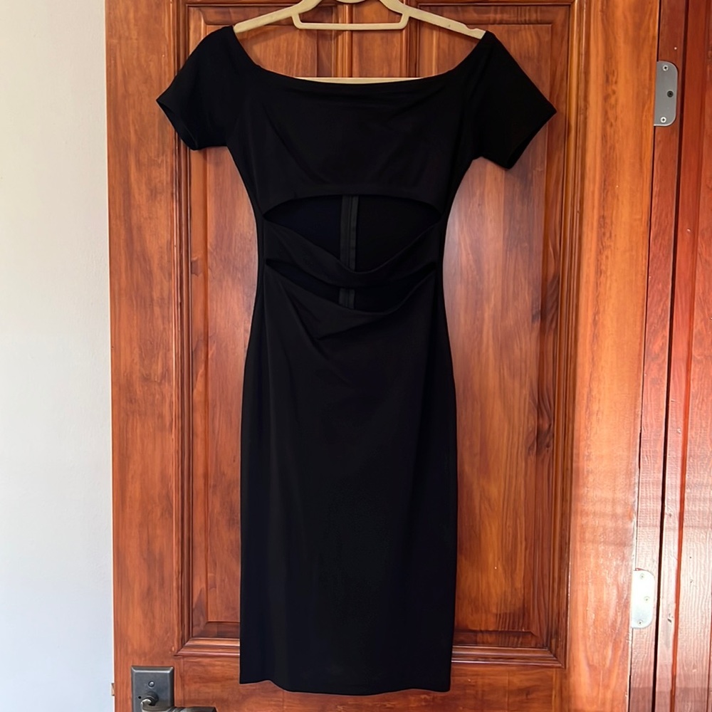 4SI3NNA Black off the shoulder Bodycon Party Dress